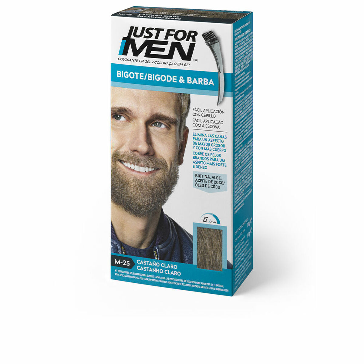 Permanent Hårfarge Just For Men Colorante Lys Brun 15 ml Skjegg/bart